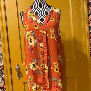 Express Rust Orange Sunflower 🌻 Floral Sleeveless Camisole Size L
